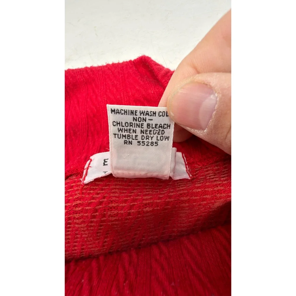 Vintage 90s Express Tricot Red Textured Mock Neck Long‎ Sleeve Top Womens Large